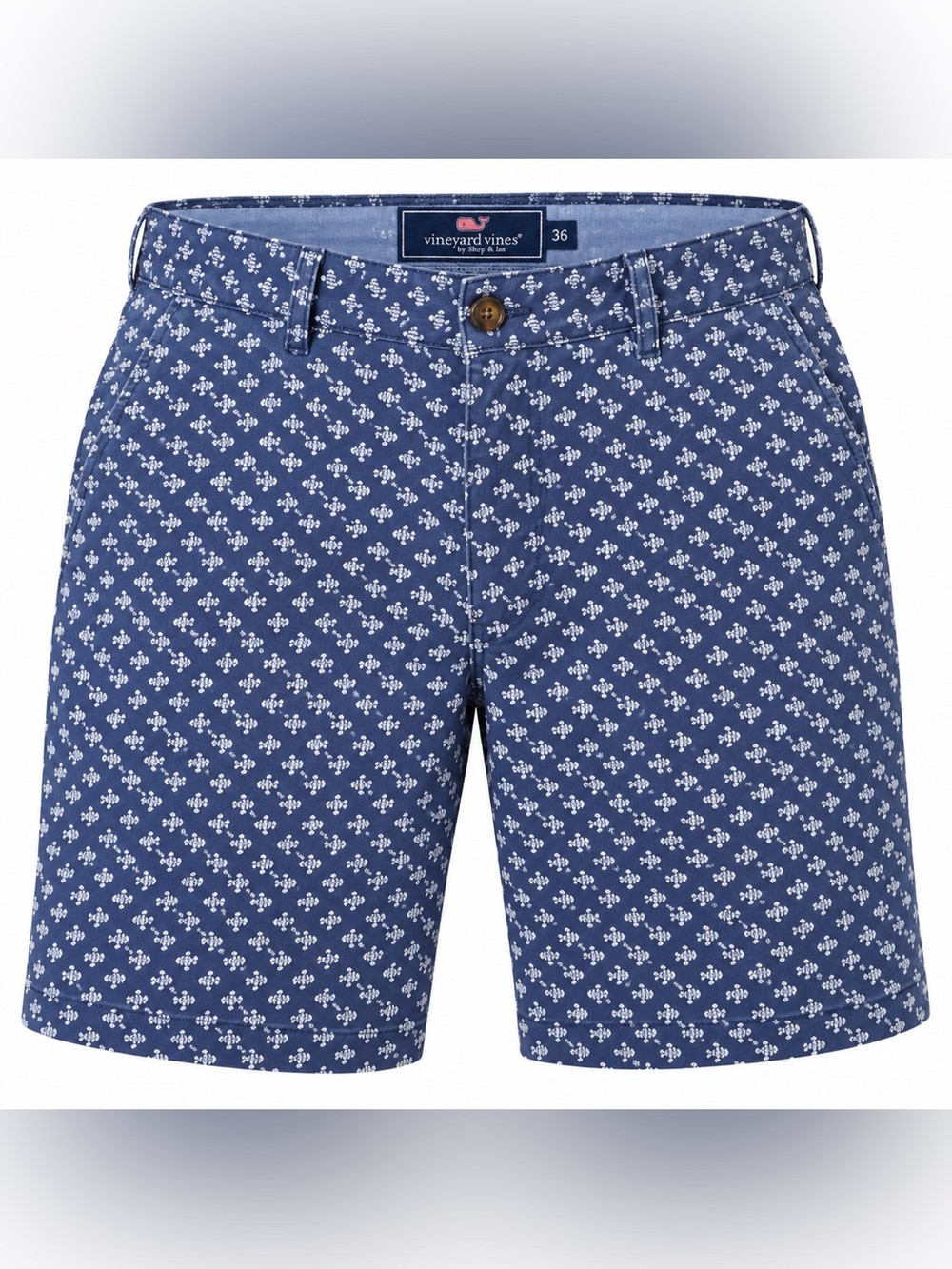 Vineyard Vines Blue Shorts with White Micro Print Turtles